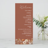 Elegante Terracotta Wildblume Wedding Program Card Einladung (Stehend Vorderseite)