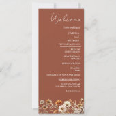 Elegante Terracotta Wildblume Wedding Program Card Einladung (Vorderseite)