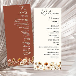 Elegante Terracotta Wildblume Wedding Program Card Einladung