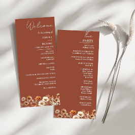 Elegante Terracotta Wildblume Wedding Program Card Einladung