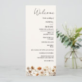 Elegante Terracotta Wildblume Wedding Program Card Einladung (Stehend Vorderseite)