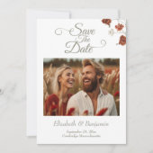 Elegante Terracotta Wildblumen Foto Hochzeit Save The Date (Vorderseite)