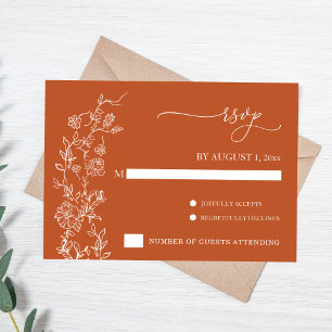 Elegante Terrakotta Blumen Vintage Hochzeit RSVP Karte