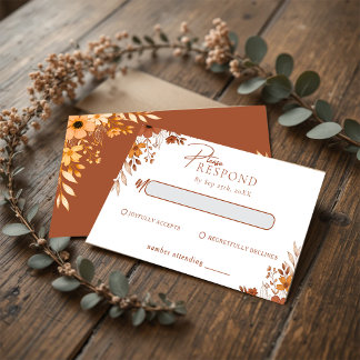 Elegante Terrakotta-Floral-Hochzeit-RSVP Mitteilungskarte