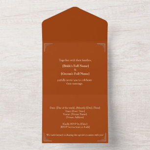 Elegante Terrakotta-Hochzeit - Mit RSVP-Anpassung All In One Einladung