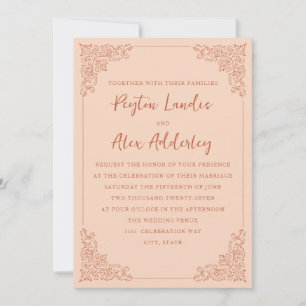 Elegante Terrakotta-Hochzeitseinladung in Pfirsich Einladung