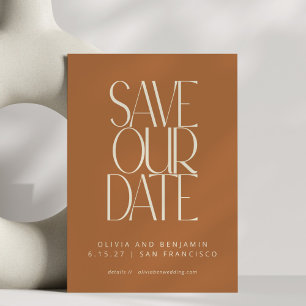 Elegante Terrakotta-Mid-Century-Modern-Typografie Save The Date