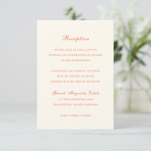 Elegante Terrakotta-Moderne Klassische Hochzeit Begleitkarte