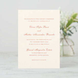 Elegante Terrakotta-Moderne Klassische Hochzeit Einladung