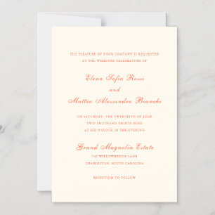 Elegante Terrakotta-Moderne Klassische Hochzeit Magneteinladung