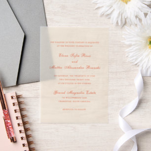 Elegante Terrakotta-Moderne Klassische Hochzeit Pergament Einladungen