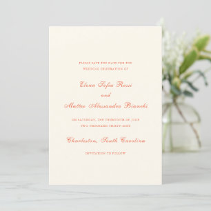 Elegante Terrakotta-Moderne Klassische Hochzeit Save The Date