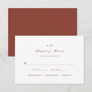 Elegante Terrakotta-Monogramm-Hochzeit RSVP Karte