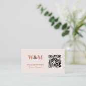 Elegante Terrakotta-QR-Code-Logo-Vorlage Visitenkarte (Stehend Vorderseite)