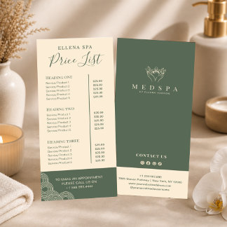 Elegante Terrakotta-Spa-Ästhetiker-Preisliste Menü
