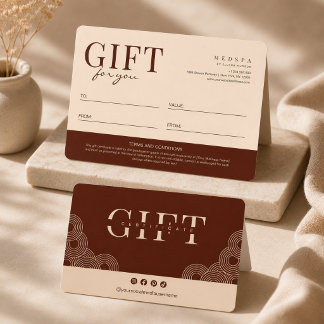 Elegante Terrakotta-Spa-Salon-Geschenkkarte für Ko