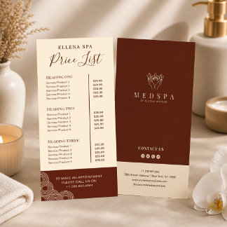 Elegante Terrakotta-Spa-Schönheitspreisliste Menü