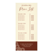 Elegante Terrakotta-Spa-Schönheitspreisliste Menü (Vorne)
