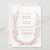 Elegante Terrracotta Floral Wreath Monogram Weddin Einladung (Vorderseite)
