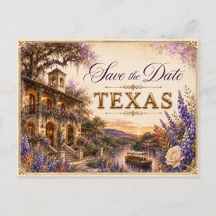 Elegante Texas Save-the-Date-Hochzeits-Einladung Postkarte