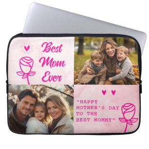 Elegante Text Foto Muttertag Wasserfarbe Rosa Laptopschutzhülle