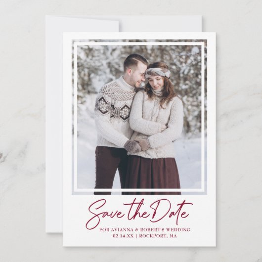 Elegante Text- und Foto-Hochzeit Save The Date (Vorderseite)