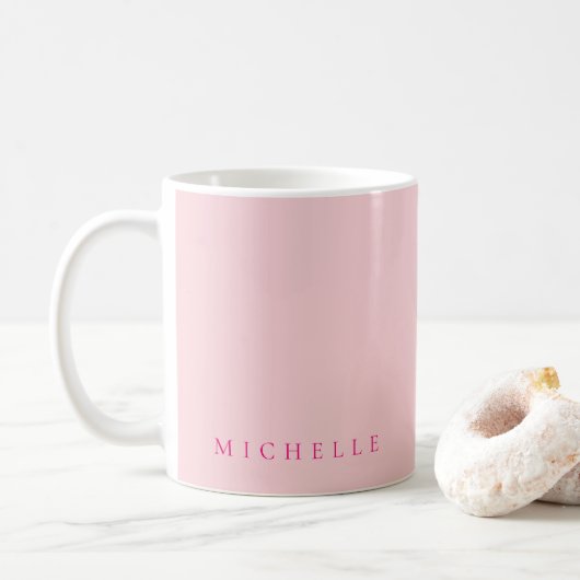 Elegante Textfarbenvorlage Pink & Weiß Kaffeetasse (Mit Donut)