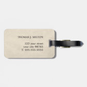 Elegante Textur Beige Fett Grünes Monogramm Gepäckanhänger (Rückseite horizontal)