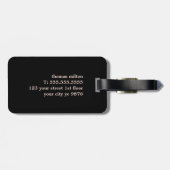 Elegante Textur Braun Schwarz Fette Monogramm Gepäckanhänger (Rückseite horizontal)
