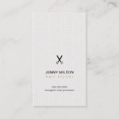 Elegante Textur White Black Schissors Haar Stylist Visitenkarte (Vorderseite)