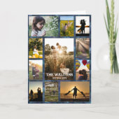 Elegante Textured Blue Frame Familie Foto Collage Karte (Vorderseite)