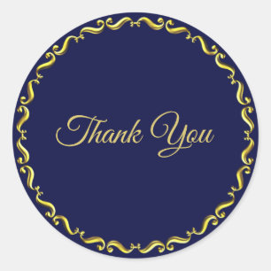 Elegante Thank You Kalligrafie auf Navyblau Runder Aufkleber