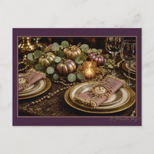 Elegante Thanksgiving-Tischdekoration Postkarte