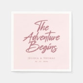 Elegante The Adventure Begins Rose Gold Wedding Serviette (Vorderseite)