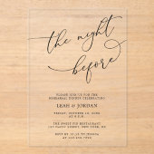 Elegante The Night Before Wedding Probe Dinner Acryleinladungen (Vorderseite)