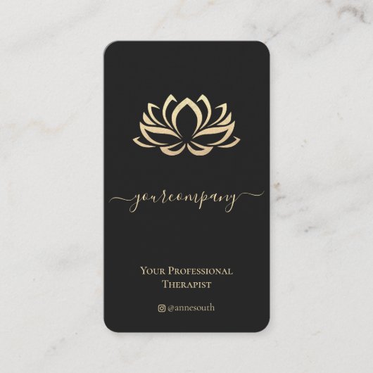 Elegante Therapeuten Imitats Gold Lotus Wellness W Visitenkarte (Vorderseite)