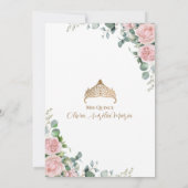 Elegante Tiara Gold Rosa Rosa Rose Quinceañera Einladung (Rückseite)