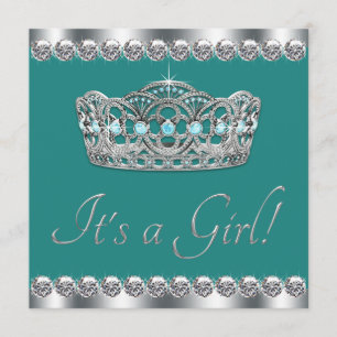 Elegante Tiara-Jade-Tealblaue Babyparty Einladung