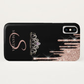 Elegante Tiara Rose Gold Glitzer Tropfen Case-Mate iPhone Hülle (Rückseite (Horizontal))