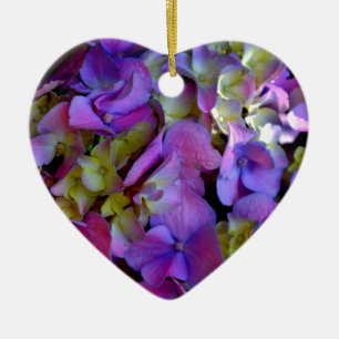Elegante tief purpurrosa magentafarbene Hortensien Keramik Ornament
