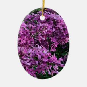 Elegante, tief violett-magenta-farbene Blumen, Fli Keramik Ornament