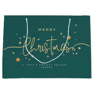 Elegante tiefblaue Weihnachtsgeschenktasche | Mode Große Geschenktüte