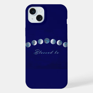 Elegante tiefe blaue Mondphasen Seligen sein iPhone 15 Plus Hülle