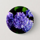 Elegante tiefe lila Blume Hydrangea Button (Vorderseite)