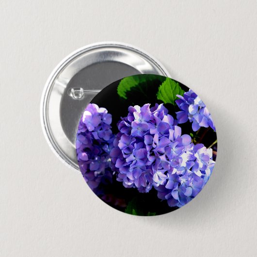 Elegante tiefe lila Blume Hydrangea Button (Vorne & Hinten)