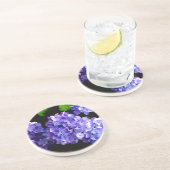 Elegante tiefe lila Blume Hydrangea Sandstein Untersetzer (Seite)