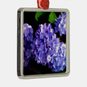 Elegante tiefe lila Blume Hydrangea Silbernes Ornament (Rechts)