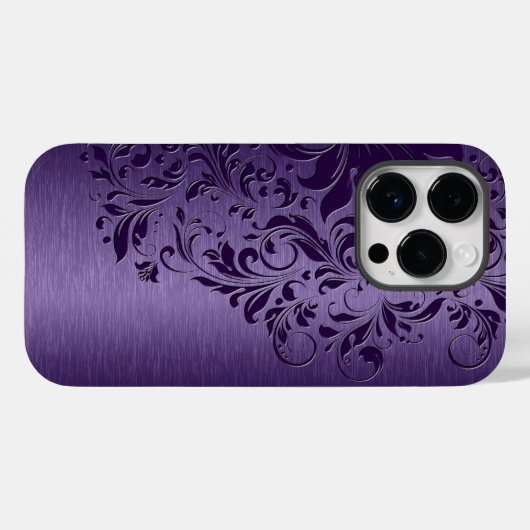 Elegante, tiefe Lila Blumenspitze auf Lila Case Ma (Rückseite (Horizontal))