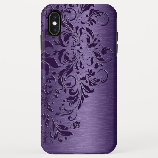 Elegante tiefe Lila Blumenspitze Case-Mate iPhone Hülle (Rückseite)