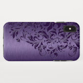 Elegante tiefe Lila Blumenspitze Case-Mate iPhone Hülle (Rückseite (Horizontal))